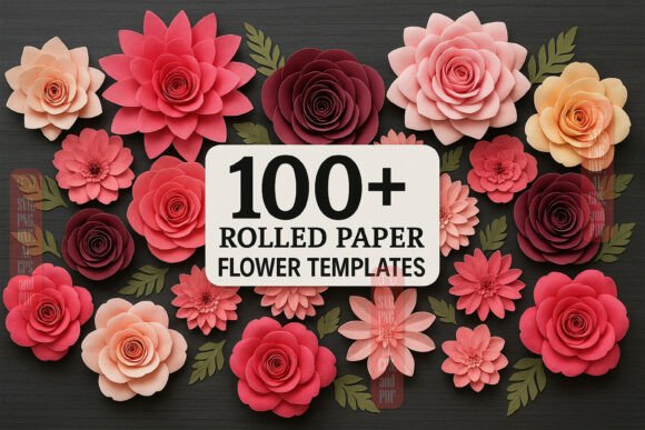 Rolled Paper Flower Templates SVG Bundle – 3D Layered Paper Flowers for Cricut and Silhouette