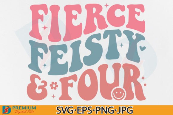 Retro themed 4th birthday girl t-shirt design for Cricut enthusiasts.