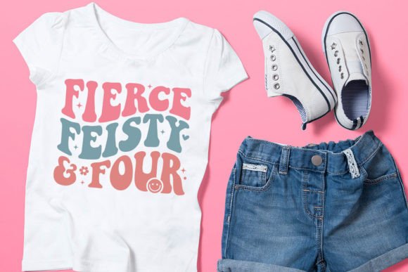 Preview of 4th Birthday Girl SVG in retro style for Cricut projects.