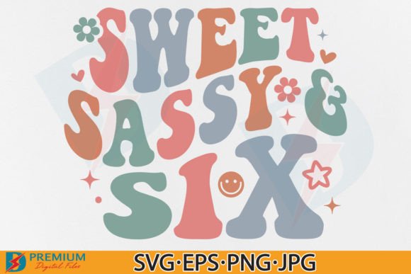 Retro themed 6th birthday girl t-shirt design for Cricut enthusiasts.