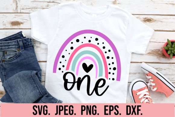 Preview of Rainbow Birthday Girl SVG bundle for crafting.