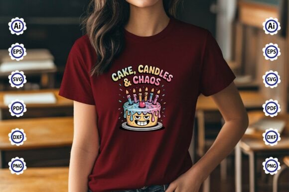 Fun 'Cake Candles & Chaos' SVG for Cricut birthday shirt