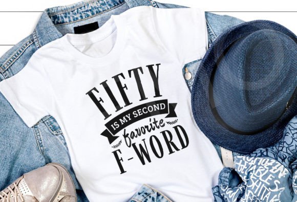 Humorous Cricut SVG with 'Funny 50th Birthday' text for shirts