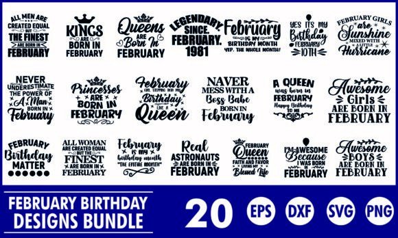 February Birthday SVG Designs Bundle SVG for Cricut