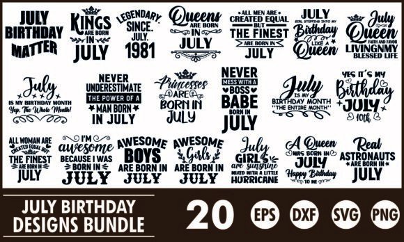 July Birthday SVG Design Bundle T ShirT SVG for Cricut