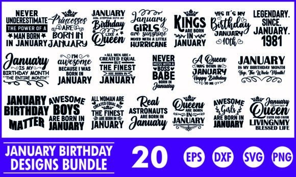 January Birthday SVG Design Bundle Shirt SVG for Cricut