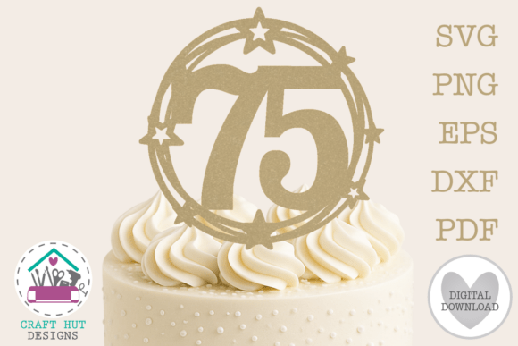 Preview image of 75th birthday cake topper SVG