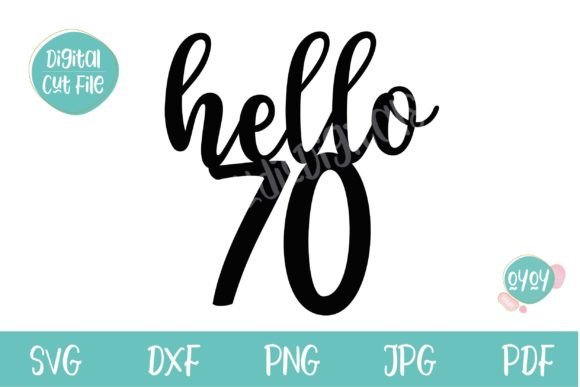 Preview of a 70th birthday cake topper SVG file