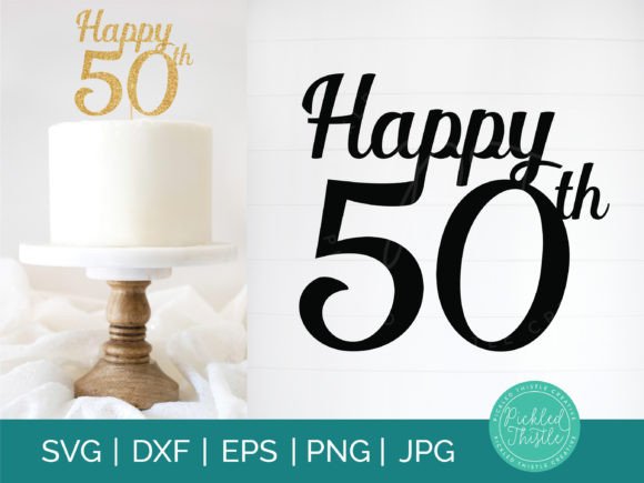 Classic 50th birthday cake topper SVG design