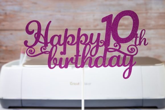 Preview of a happy 10th birthday SVG design