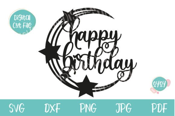 Preview of a moon-themed birthday SVG design