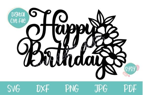 Preview of a simple happy birthday SVG