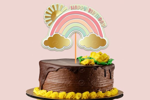 Preview of a pastel rainbow birthday SVG design