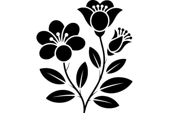 Preview of black wildflower bouquet SVG design
