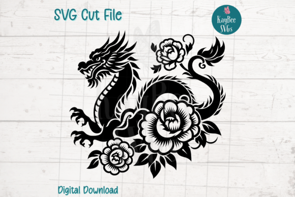 Whimsical floral dragon SVG design for Cricut