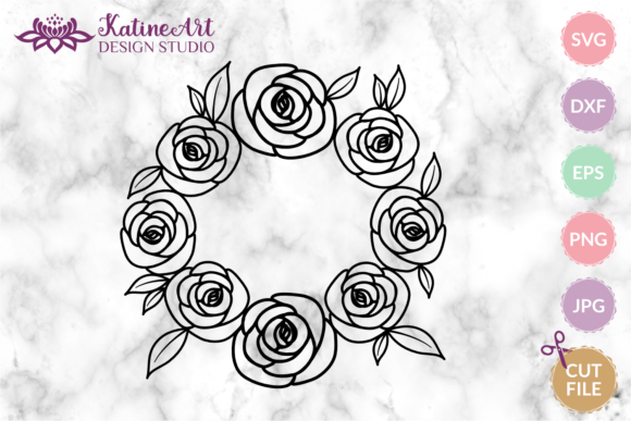 Elegant rose wreath floral SVG for Cricut projects