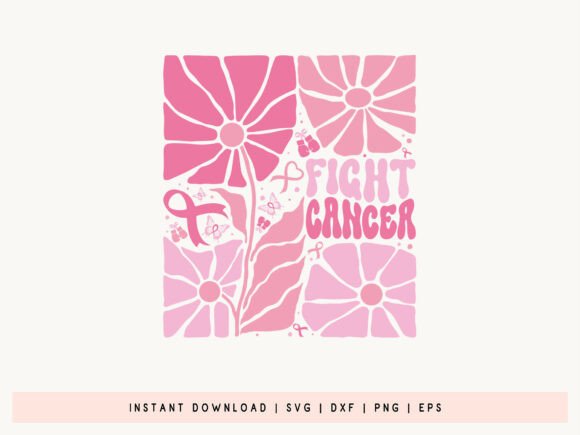 Empowering 'Fight Cancer' boho floral SVG design