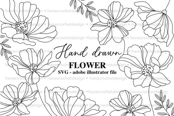 Minimalistic flower outline SVG for Cricut
