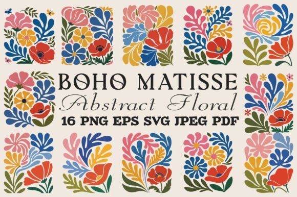 Boho Matisse abstract floral SVG design for Cricut projects