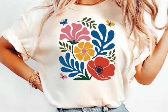 Abstract floral SVG in boho Matisse style for crafting