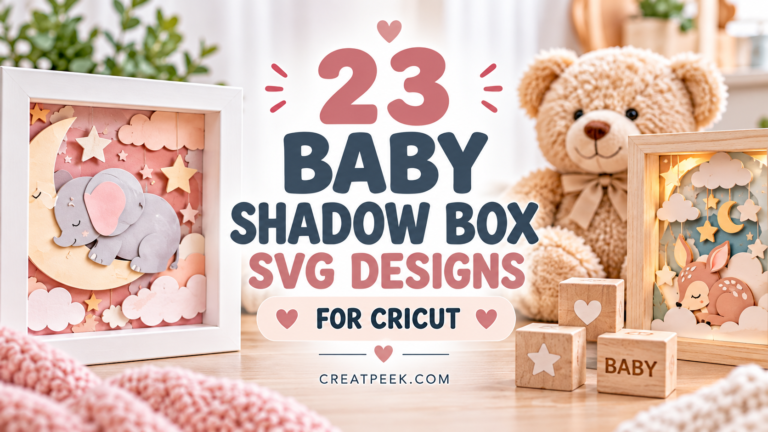 Baby shadow box SVG with a layered elephant and moon design for a Cricut nursery craft