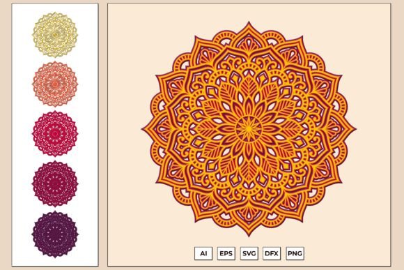 3D sunflower mandala SVG design in vibrant orange and yellow layers for Cricut projects.