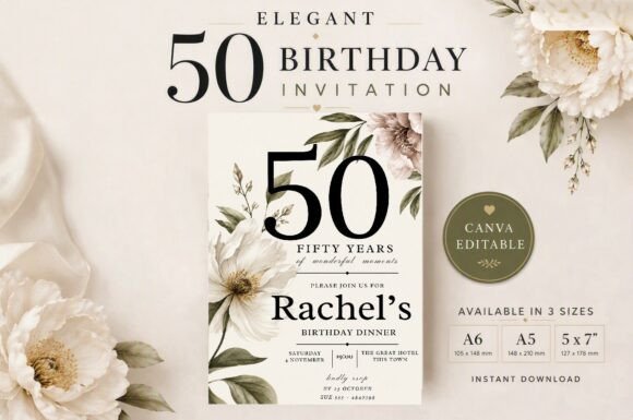 50th Birthday Invitation Bundle preview — Cricut SVG design