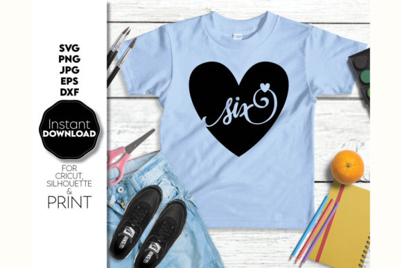 Six birthday SVG design for kids' t-shirts