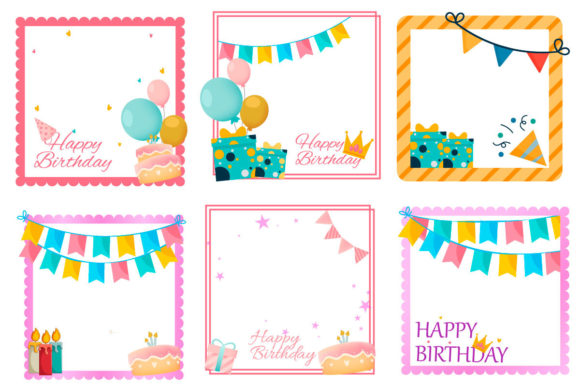 Decorative happy birthday frame SVG for Cricut projects