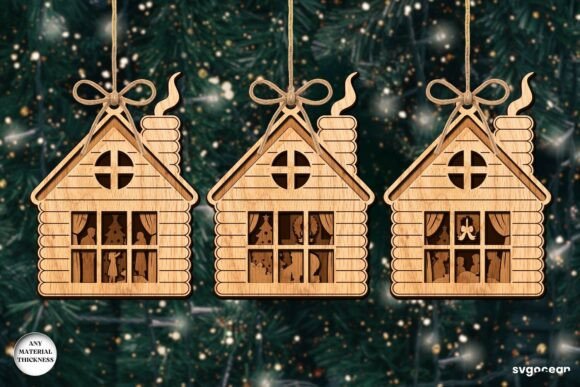 A charming Christmas house shadow box SVG bundle for festive Cricut projects.