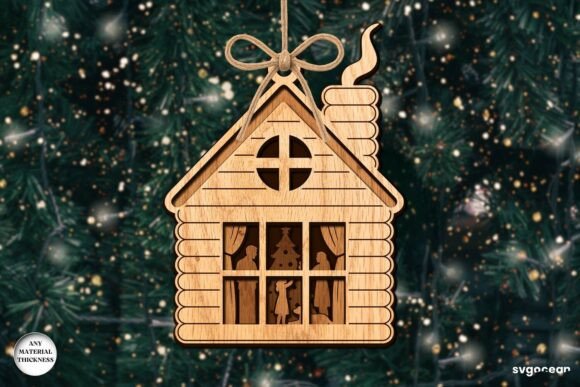 Preview of Christmas house shadow box SVG bundle for Cricut holiday crafting.
