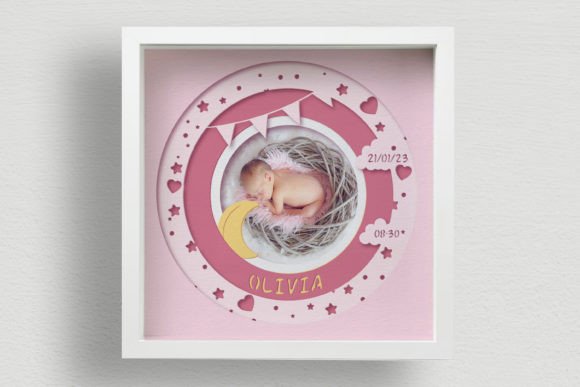 3D baby photo frame design for Cricut shadow box projects