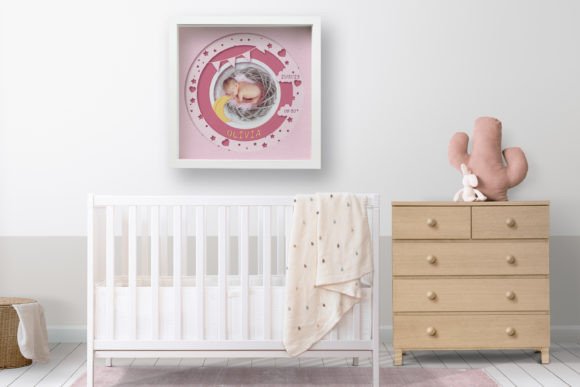 SVG file for crafting a baby-themed shadow box with Cricut
