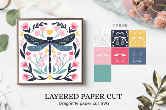 Layered dragonfly shadow box SVG for Cricut projects