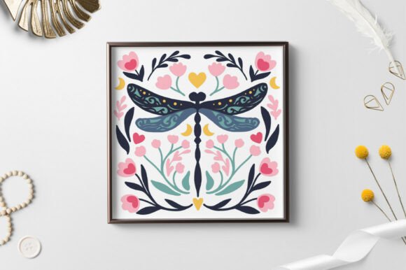 Intricate dragonfly design for shadow box SVG template