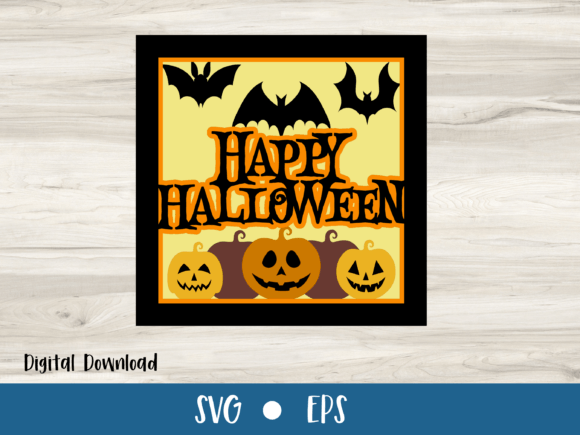 Intricate Halloween-themed 3D shadow box SVG for crafting