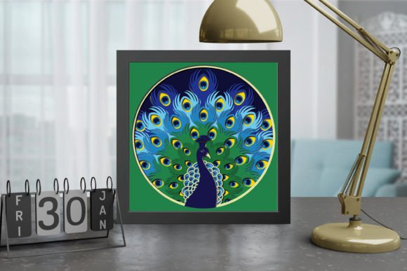 Elegant peacock shadow box SVG file perfect for Cricut projects