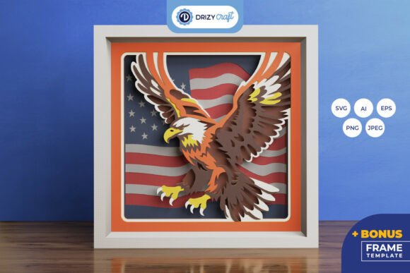 3D shadow box SVG of a bald eagle for Cricut patriotic projects