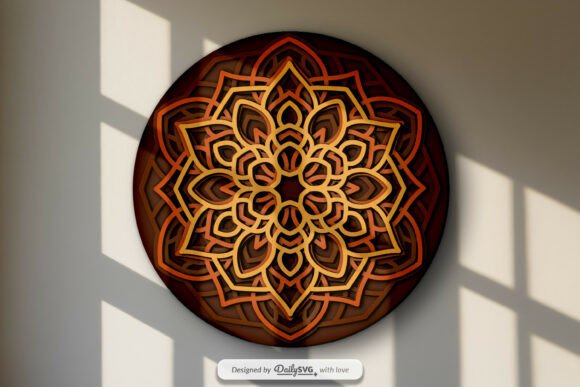 Intricate layered mandala shadow box SVG for Cricut projects