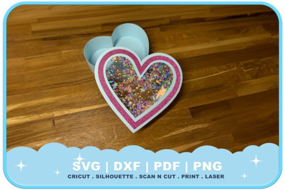 Preview of 3D shaker heart gift box SVG design