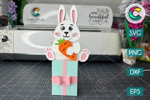 Bunny gift box SVG template for Cricut projects