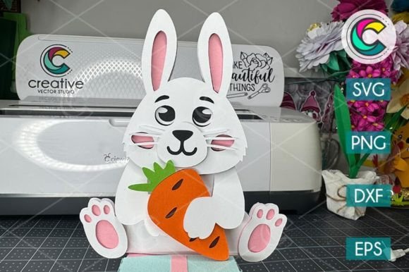 Preview of bunny gift box SVG design for crafting