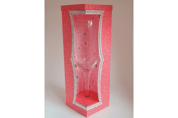 Prosecco glass gift box SVG template for Cricut