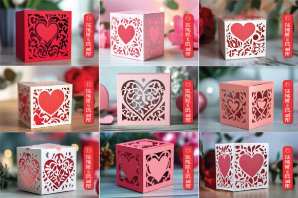 Valentine gift box SVG bundle for Cricut crafting