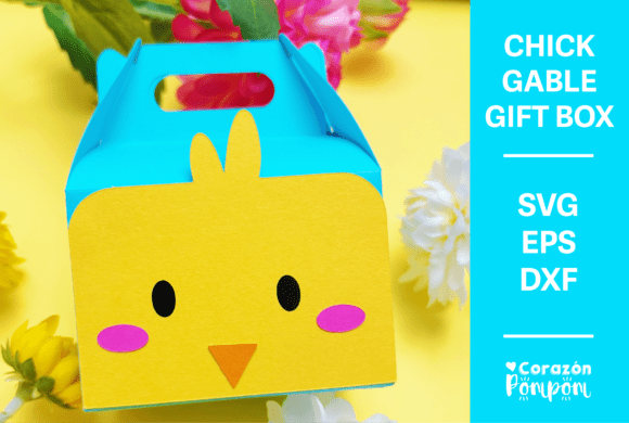 Chick gable gift box SVG template for Cricut
