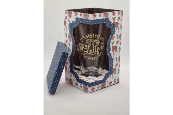 Latte glass gift box SVG template for Cricut