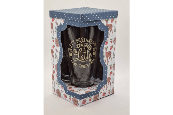 Preview of latte glass gift box SVG design