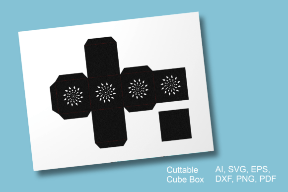 SVG template of a snow crystal cube gift box for cutting machines