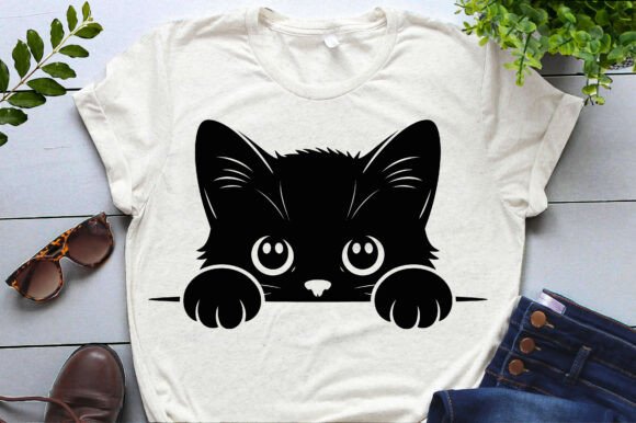 Vector graphic of a black cat peeking, suitable for Cricut beginners