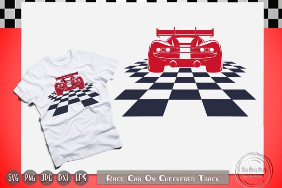 SVG of a racing car with checker pattern for Cricut projects